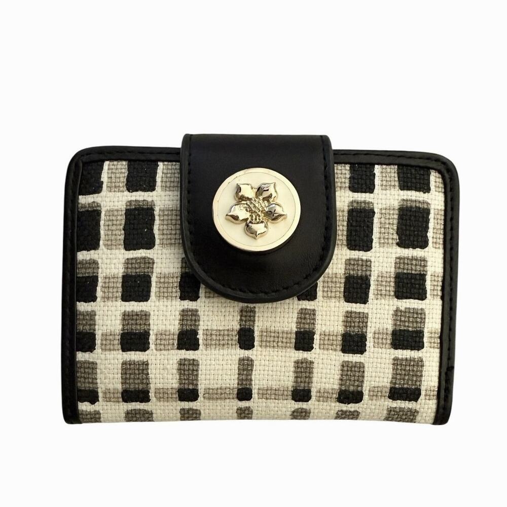 Spartina 449 Daufuskie Island Linen Leather Floral Snap Small Wallet Card Case